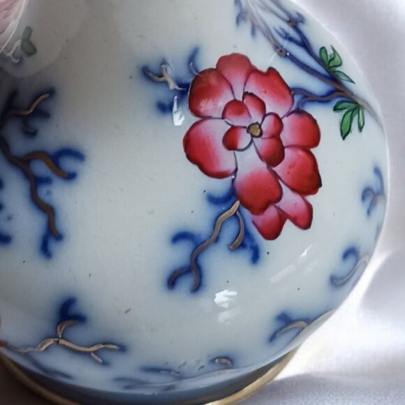 Antique Hand-Painted Asian Style Bud Vase Elegant Peony Gilded Accents, … - Picture 9 of 16